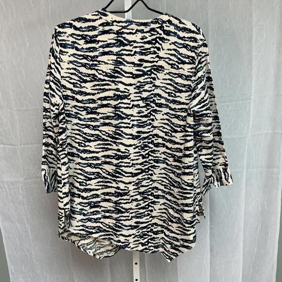 Jones New York Linen Sport Women's Button-Up Top, Medium Abstract Pattern - Picture 5 of 8